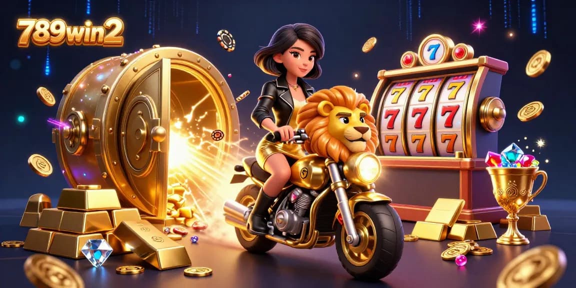 Experience exciting gameplay at 789win2 with vibrant slots and dazzling gems bursting from a treasure vault.
