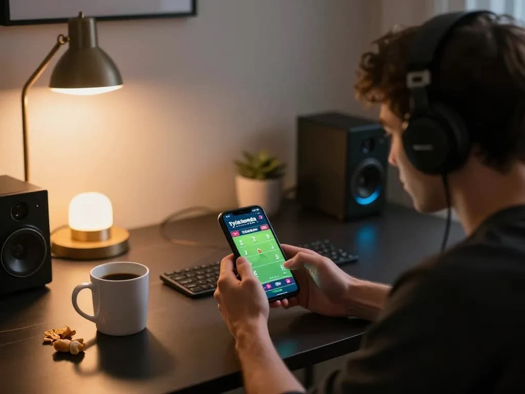 Engaging sports betting experience on tylebongda app in a stylish home setting