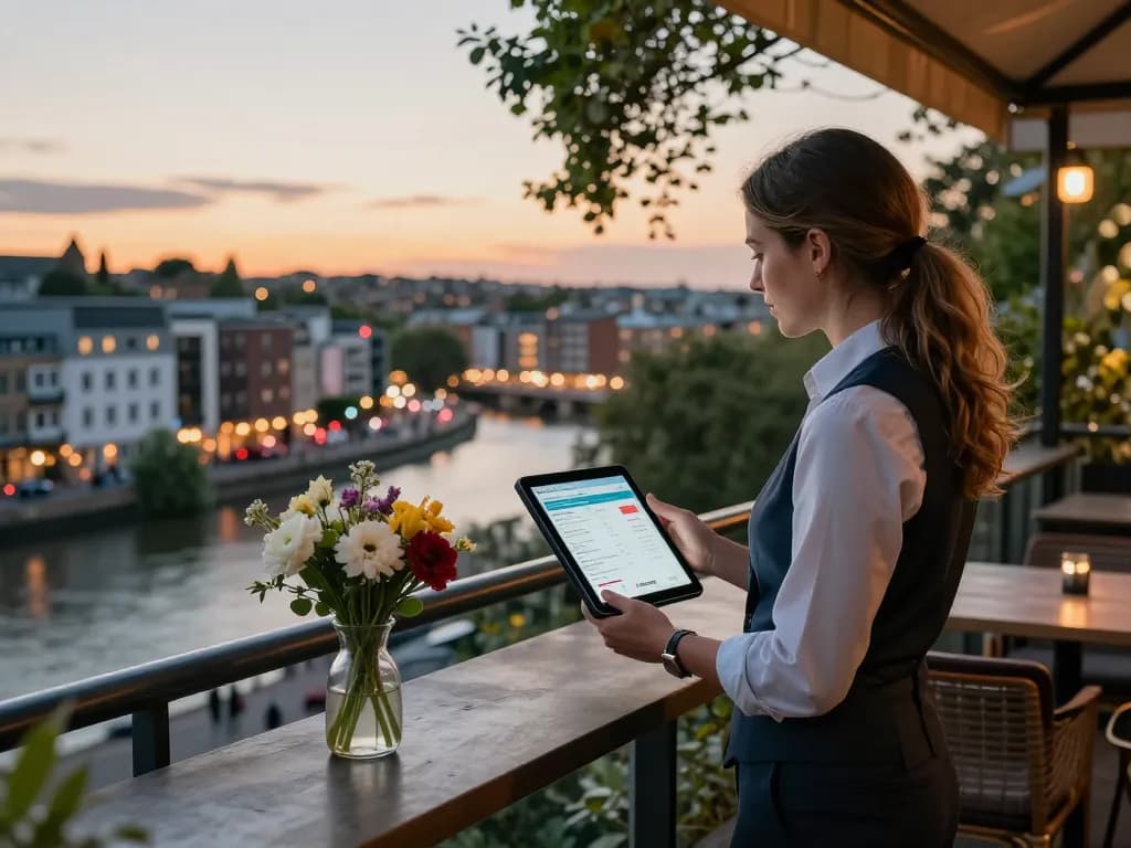 Airbnb management Bristol expert showcasing rental potential with vibrant city view.