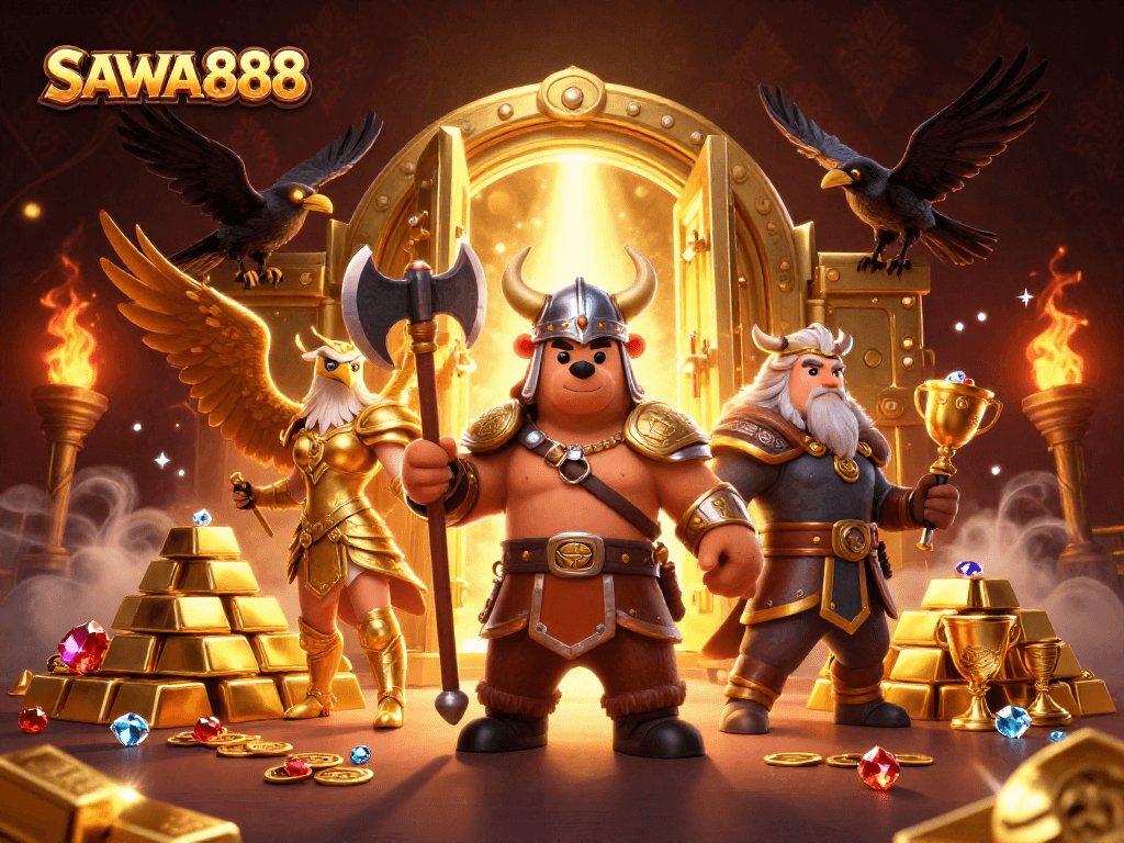 Spin slots and win with SAWA888's exciting gameplay featuring stunning treasures and characters.