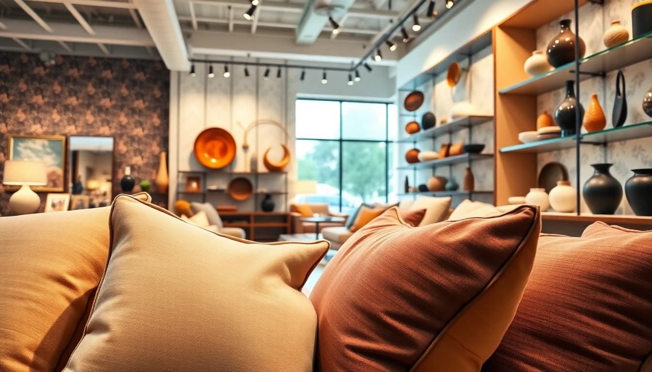 Showcase of stylish products from a Furniture Accessories Supplier in a modern showroom.