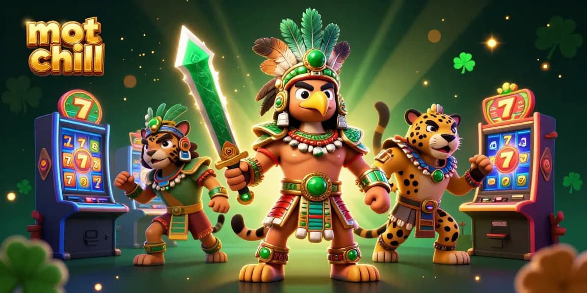 Engage with mot chill's dynamic slot games featuring Aztec warriors and vibrant 3D elements.