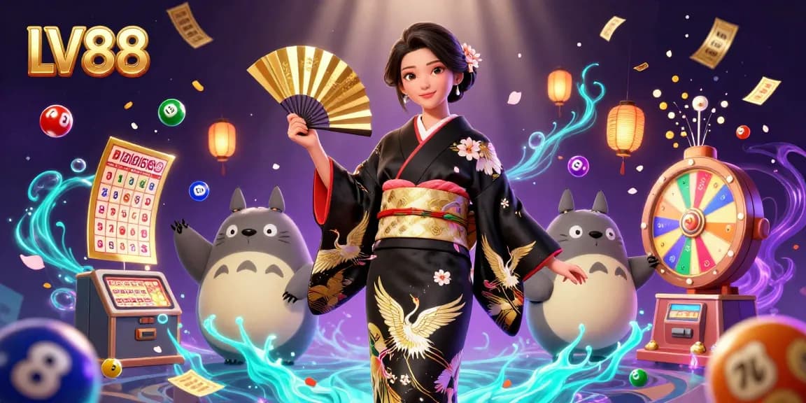 Experience thrilling gameplay at LV88 with vibrant lottery balls and casino elements.