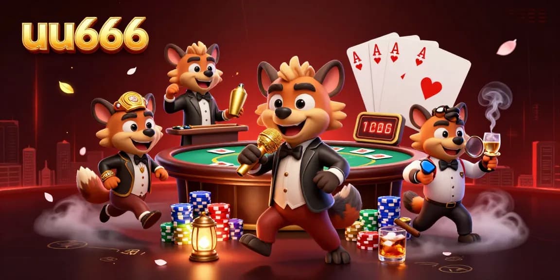 Experience the thrill at uu666 with lively hyenas in a comedy casino, lively gaming elements galore.