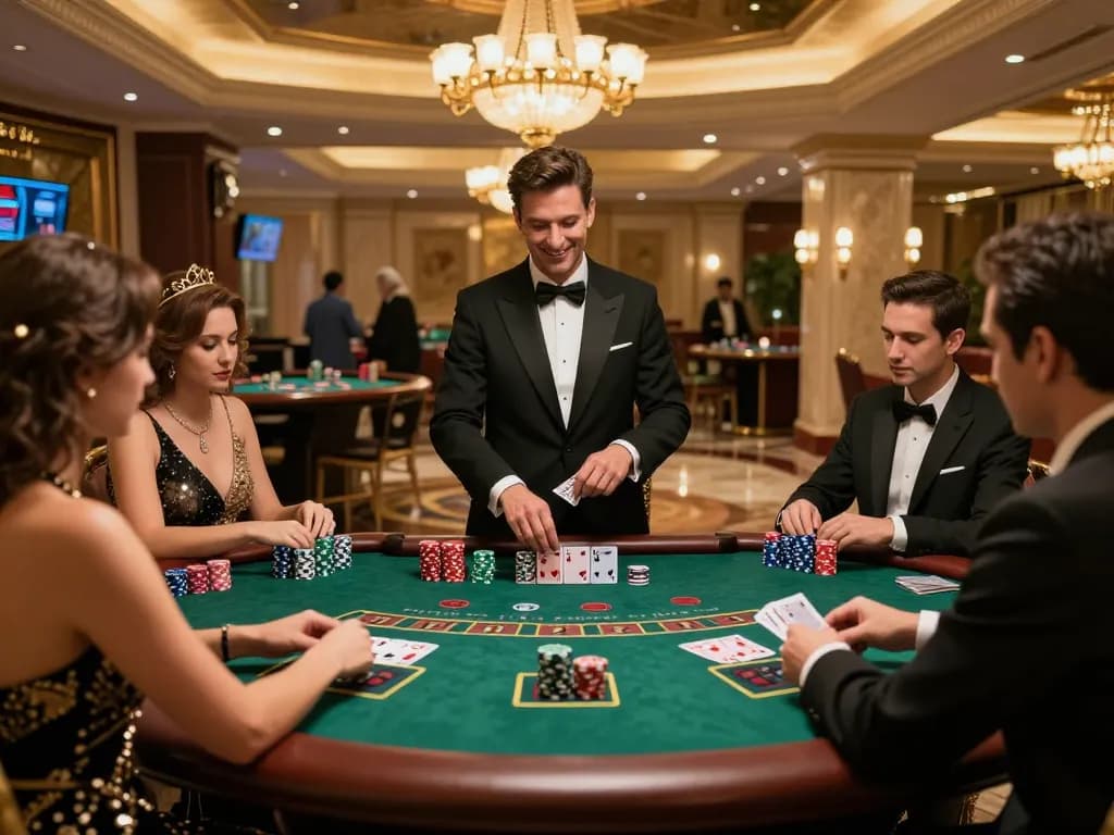 Players at a luxury blackjack table at nhà cái lv88 enjoying an engaging game with professional dealers