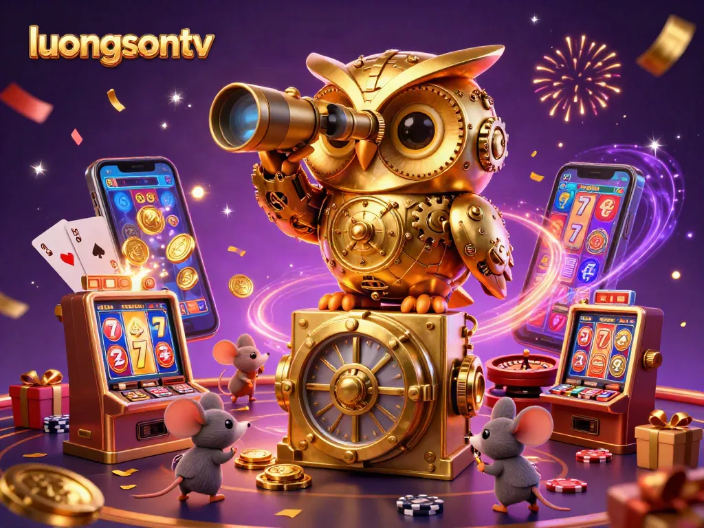 Experience thrilling gameplay with luongsontv as golden coins and festive confetti fill the casino scene.