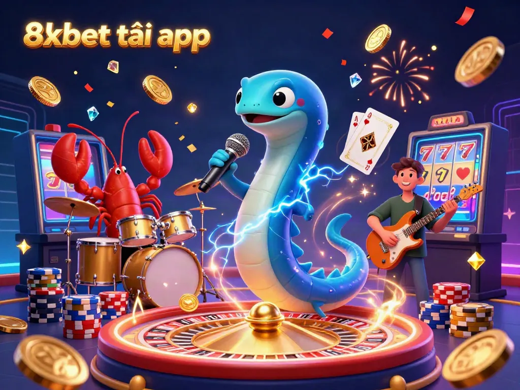 Experience the excitement of 8xbet tải app with a lively underwater casino scene featuring musical sea creatures.