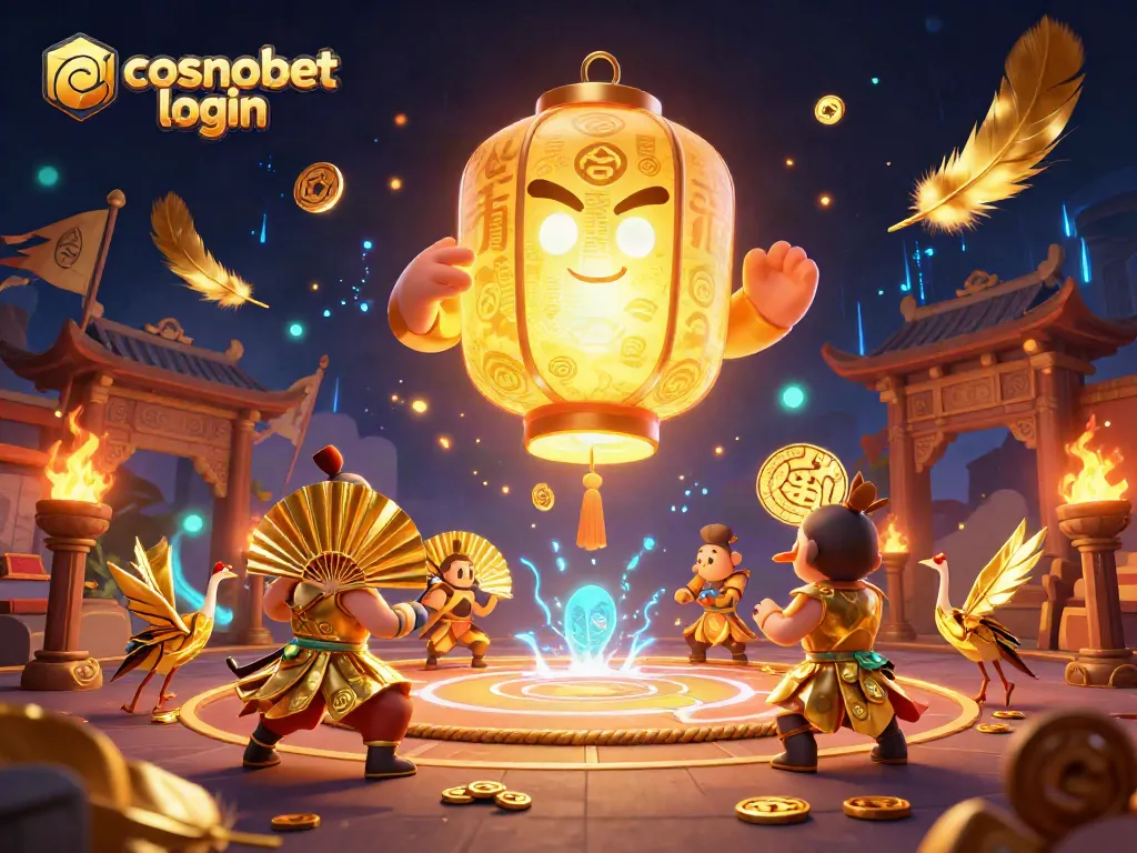 Experience the thrill of cosmobet login with a vibrant casino scene full of dynamic characters and game elements.