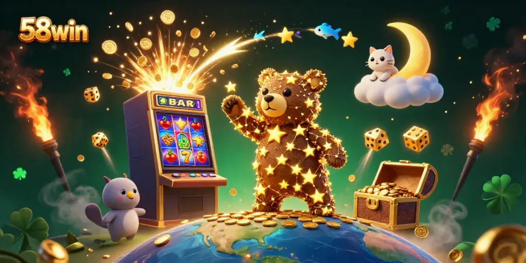 Experience excitement and wins at 58win, with vibrant casino elements and dynamic gaming visuals