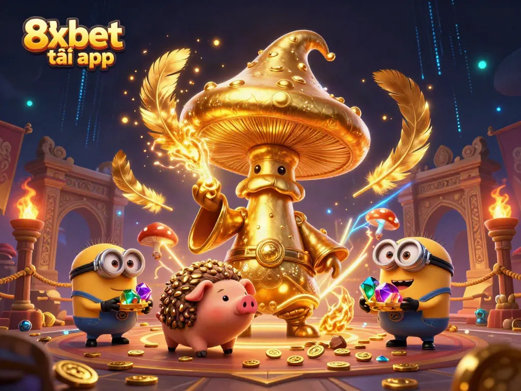 Experience the excitement of betting with the 8xbet tải app in this vibrant 3D casino scene.