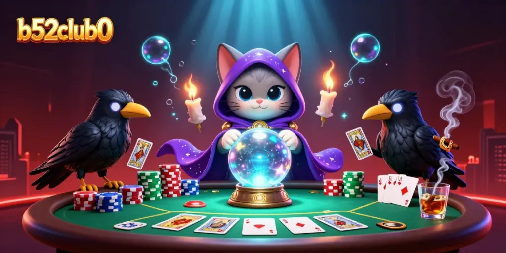 Spin the reels at b52club0 with a playful 3D scene showcasing casino excitement and vibrant elements.