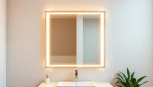 Illuminate your space with a stylish mirror light mirror in a modern bathroom setting.