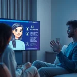 AI girlfriend interacting with a user in a modern digital setting, showcasing advanced AI features.