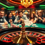 Excited gamblers at a luxury casino table featuring 88xx poker chips and vibrant cards.