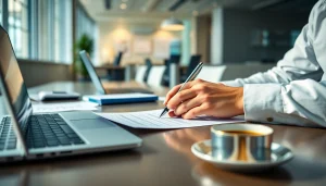 Completing the eta uk application form at a professional workspace with modern elements.
