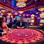 Players enjoying a thrilling poker game at 88aa casino, surrounded by vibrant colors and luxury.