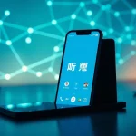 在智能手机上展示的快连下载应用界面，象征快速且安全的连接。