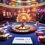 Experience the thrill of gambling at TG88 .COM, showcasing poker action and vibrant casino elements.