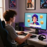 User engaging with crush on ai in a modern workspace with vibrant character interactions.