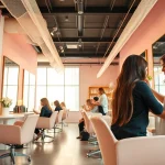 Recommended hair salons showcasing friendly hair stylists and happy clients in a modern salon setting.