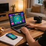 Engaging in live dealer blackjack on SHBET COM at a cozy online gaming setup
