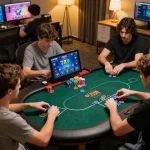 Excited players engaged in an online poker game on 789club, showcasing vibrant gameplay and strategy.
