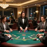 Players enjoying a thrilling game at Red88 blackjack table, showcasing strategy and excitement.