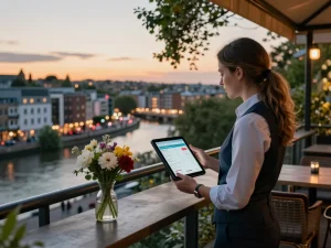 Airbnb management Bristol expert showcasing rental potential with vibrant city view.
