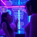 Futuristic NSFW AI chat interface showcasing interactive characters and vibrant neon lighting for immersive experiences in ai nsfw.