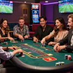 Exciting casino atmosphere at https://rikbet.in.net/ with friends enjoying gaming and betting.