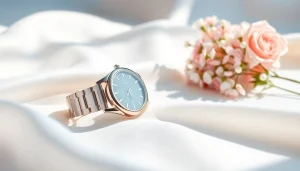 Showcasing the sophisticated Ladies Classic Smart Watch with a floral accent, perfect for casual or formal wear.