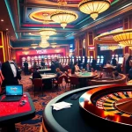 Players enjoying a thrilling casino experience at https://hello88k.it.com/ with vibrant slot machines and poker tables.