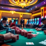 Experience the thrill of kuwin789 with players strategizing at a luxurious poker table.