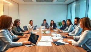 lawyers for business setup in the US collaborating in a modern office