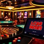 LC88 win casino scene with players at the poker table and a vibrant roulette wheel, exuding excitement.