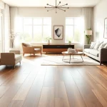Showcasing vinyl plank flooring in a beautifully decorated living room with natural textures.