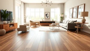 Showcasing vinyl plank flooring in a beautifully decorated living room with natural textures.