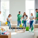 Efficient team performing cleaning services near me in a bright, modern home setting.