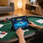 Player enjoying an online poker game on 789beta2 tablet, highlighting strategic gameplay
