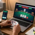 Player strategizing while engaging with the 33win online casino gaming experience on a laptop.