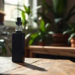 Explore our THC vape for sale near Manchester featuring a sleek design on a rustic table.