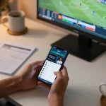 Engaging in real-time sports betting on 1gom app from a modern home office setup