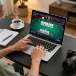 Engaged player strategizing in SC88 online poker game, showcasing interactive betting interface