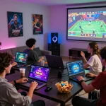 Social gaming with friends on the 789club platform in a lively living room.