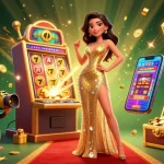 Feel the excitement of fly88 with this vibrant 3D illustration featuring casino elements and characters.