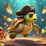 Engage in thrilling gameplay at OK9 with vibrant characters surrounding hidden treasures and gaming symbols.