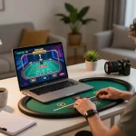 A player enjoying online casino games at home with 88xx interface visible on screen, highlighting strategy and engagement.
