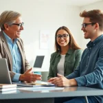 How to find my perfect career through a coaching session in a bright office environment.
