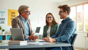 How to find my perfect career through a coaching session in a bright office environment.
