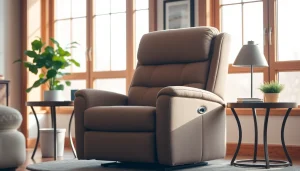 Comfortable recliner lift chair in a cozy living room, highlighted by natural light and inviting decor.